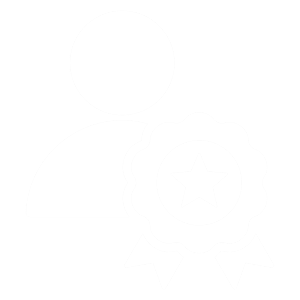 Person icon with an award ribbon badge.